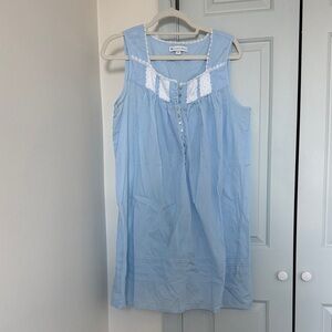 Eileen West - Nightgown - Medium - Blue Crochet Lace Trim Cotton